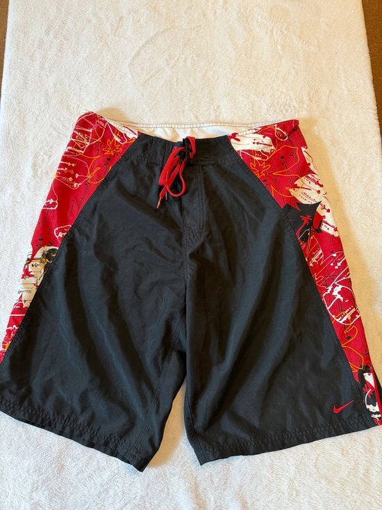Nike Other - Nike Men’s Black Board Shorts with Red Graphic Side Panels